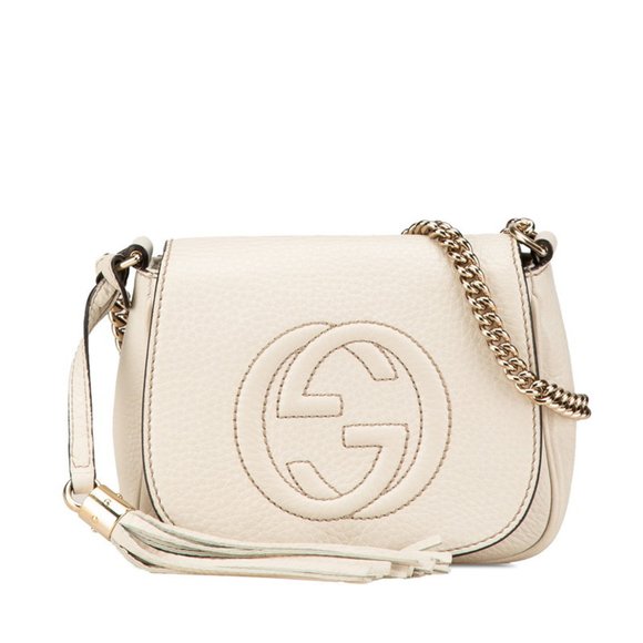 Gucci Interlocking G Soho Chain Shoulder Bag 323190 White Ivory Leather Women's - Picture 1 of 10